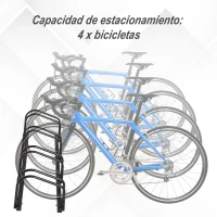 HOMCOM Aparcamiento para 4 Bicicletas Soporte de Acero para Aparcar Bicicletas en el Suelo Estacionamiento para Interior y Exterior 100x33x27 cm Negro(m-4)