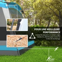 Outsunny Tente de camping familiale - tente dôme 8 personnes tente dôme étanche légère ventilée facile à monter avec sac de transport 4 parois en maille - dim. 360L x 360l x 220H cm bleu clair(m-7)