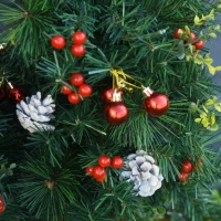 HOMCOM Sapins de Noël artificiel 75 cm - lot de 2 sapins LED - 8 modes réglable d'éclairage - 70 branches - décoration incluse - installation extérieur(m-8)