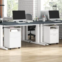 HOMCOM Lot de 2 caissons de bureau rangement de bureau sur roulettes tiroir placard niche panneaux particules blanc(m-2)