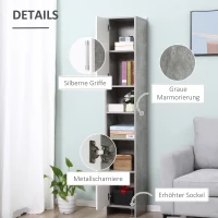 kleankin Badezimmerschrank Hochschrank Badschrank Multifunktionsschrank mit 6 Fächer 2 Türen Spanplatte Weiß 30 x 30 x 180 cm(m-6)