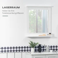 kleankin Wandspiegel mit 1 Regal Modernes Design platzsparend MDF Glas Weiß(m-4)