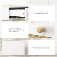 HOMCOM Consola Recibidor Mesa de Entrada con 2 Cajones de Diseño de Ratán y Estante Abierto para Pasillo 100x30x81 cm Blanco(m-6)