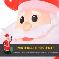 HOMCOM Papá Noel Inflable con Saco de Regalos Santa Claus Hinchable con Luces e Inflador148x85x240 cm Multicolor(m-7)