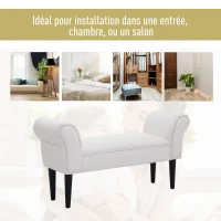 HOMCOM Banc Banquette Design Contemporain accoudoirs courbés Grand Confort 102L x 36l x 51H cm Blanc(m-6)