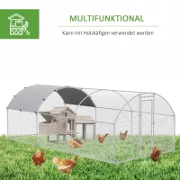 PawHut Hühnerstall Freilaufgehege 2,8x5,7x1,97m mit Schloss Verzinkter Stahl Hühnerhaus mit Wasserdichtem, Anti-UV Dach Freigehege Outdoor Geflügelstall für Hühnerkäfig, Kleintiere Silber(m-5)