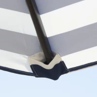 Outsunny Ombrellone da Giardino Inclinabile Φ230cm, Apertura a Manovella, Palo in Metallo e 6 Stecche, Blu e Bianco(m-9)