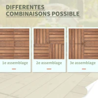 Outsunny Dalles terrasse - caillebotis - Lot de 54 pcs, Surface Max. 5 m²- emboîtables, Installation très Simple(m-4)