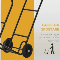 Outsunny Carrello Portalegna in Acciaio con 2 Ruote per Interno ed Esterno, 77x42x105 cm, Nero(m-5)
