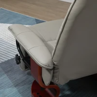 HOMCOM Fauteuil relax inclinable repose-pieds réglable pivotant 360° piètement bois revêtement synthétique gris(m-10)