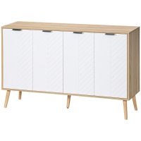 HOMCOM Buffet bas meuble de rangement 2 placards 4 portes motif chevrons étagères réglables 120 x 35 x 77,4 cm blanc
