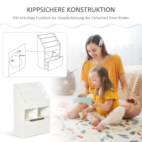 HOMCOM Kinderregal mit Schublade Standregal Bücherregal Dekoregal mit Fächer Weiß 60 x 29,9 x 90 cm(m-5)