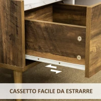 HOMCOM Tavolino da Caffè Rettangolare con Cassetto e Ripiano, 80x45x40.5cm, Marrone e Bianco(m-6)