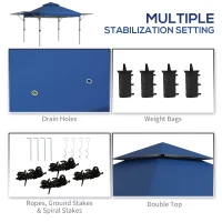 Outsunny 3 x 3m Height Adjustable Pop-Up Gazebo, with Accessories - Blue(m-5)