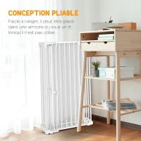 PawHut Barrière de sécurité parc enclos chien pliable modulable 6 panneaux avec porte hauteur 100 cm blanc(m-5)