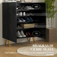 HOMCOM Zapatero de Entrada Recibidor con Estantes Ajustables Cierre Suave para 15-20 Pares de Zapatos 72x31,5x95 cm Negro(m-5)