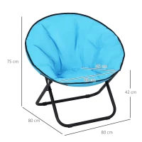 Outsunny Campingstuhl Faltbar Campingsessel mit Lehne, Klappstuhl bis 120kg, gepolstert Moonchair Extra Breit, Faltsessel Outdoor Stuhl für Garten, Balkon, Camping, Blau(m-3)