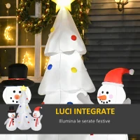 HOMCOM Albero di Natale Gonfiabile con Pupazzi di Neve, Altezza 185cm, Luci LED e Gonfiatore(m-4)