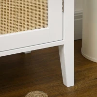 HOMCOM Lot de Banc à chaussures + Meuble à chaussures - meuble de rangement pour l'entrée - 2 portes effet cannage - blanc(m-9)