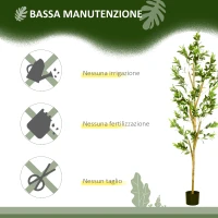 HOMCOM Pianta Artificiale di Ulivo da 180 cm a 12 Rami con Vaso Ø17x14.5 cm, per Interni ed Esterni, Verde(m-6)