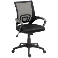 HOMCOM Silla de Escritorio de Malla Giratoria con Altura Ajustable Función de Basculante y Reposabrazos Carga 120 kg Negro(m-11)