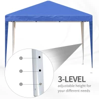 Outsunny 3 x 3M Garden Pop Up Gazebo Height Adjustable Marquee Party Tent Wedding Canopy with Carrying Bag, Blue(m-6)