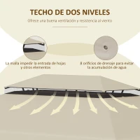 Outsunny Techo de Repuesto para Cenador 4x3 m Cubierta de Repuesto con Doble Techo y 8 Orificios de Drenaje Beige(m-5)