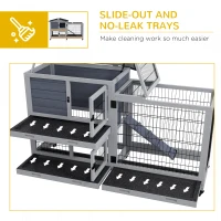 PawHut Portable Rabbit Cage, Rabbit Hutch with Run, Wheels, Three Slide-Out Trays, Ramp, Openable Top for Outdoor Indoor - Grey(m-6)