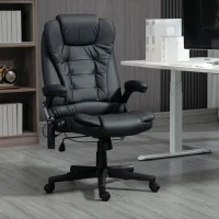 HOMCOM Fauteuil de bureau massant et chauffant électrique fauteuil bureau ergonomique revêtement synthétique noir(m-2)