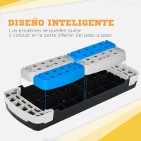 HOMCOM Step de Aeróbic Step para Fitness Antideslizante con Altura Regulable 3 Niveles de 10/15/20 cm Tabla Plataforma Stepper para Ejercicio en Casa Gimnasia Carga 150 kg 80x31x20 cm Azul y Negro(m-5)