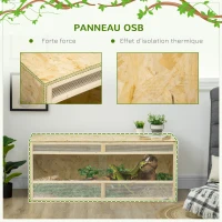 PawHut Terrarium en bois OSB pour reptiles avec porte coulissante en verre - 120 x 50 x 50 cm naturel(m-5)