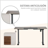 Vinsetto Escritorio Eléctrico con Altura Ajustable y 4 Teclas de Memoria para Oficina Hogar 140x70x72-116 cm Negro y Teca(m-7)