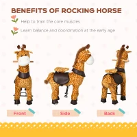 HOMCOM Kids Giraffe-Designed Riding Horse, with Wheels, for Ages 3-6 Years - Yellow and Orange(m-6)