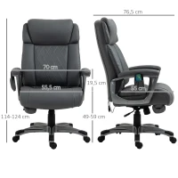 Vinsetto Massage-Bürostuhl 6-Punkt-Massage-Drehstuhl ergonomischer Stuhl Einstellbare aus Kunstleder mit gewölbter Kopfstütze und Armlehne Grau 70 x 76,5 x 114-124 cm(m-3)