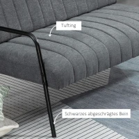 HOMCOM Doppelsofa Stoffsofa Polstersofa Sitzmöbel Loungesofa Metall samtartiges Polyester Schaumstoff Grau+Schwarz 122 x 75 x 77 cm(m-6)