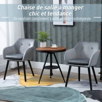 HOMCOM Chaises de salle à manger chaise de cuisine chaises de salon scandinave - Lot de 2 - Pieds effilés Bois Noir - Velours Gris(m-4)