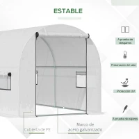 Outsunny Invernadero de Túnel Invernadero de Jardín 295x200x190 cm Invernadero con Ventanas y Puertas para Cultivo Plantas Blanco(m-7)
