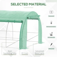 Outsunny Polytunnel Greenhouse Walk-in Grow House Tent with Roll-up Sidewalls, Zipped Door and 12 Windows, 6x3x2m Green(m-4)