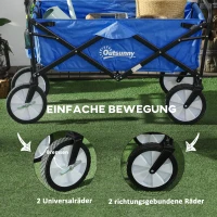 Outsunny Bollerwagen Handwagen mit faltbar Bremsen Verstellbarem Griff Transportwagen 68 KG Belastbar, Strandwagen Gartenwagen für Strand Garten Einkauf Shopping(m-6)