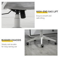 Vinsetto Office Chair, Ergonomic Desk Chair, High Back Velvet Fabric Computer Chair with Adjustable & Liftable Headrest for Home, Grey(m-7)