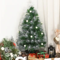 HOMCOM 3ft White Light Artificial Christmas Tree w/ 90 LEDs Star Topper Tri-Base Full Bodied Seasonal Decoration Pre-Lit Home(m-10)