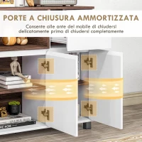 HOMCOM Credenza Moderna da Cucina in Legno con Armadietti, Cassetto e Vano Aperto, 105x39x83cm, Bianco(m-6)