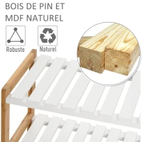 HOMCOM Etagère à Chaussures, étagère de Rangement, Meuble Chaussures 3 Niveaux Bambou MDF Blanc(m-5)