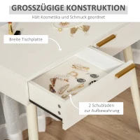 HOMCOM Schminktisch Frisiertisch modern Kosmetiktisch mit Spiegel Schublade Schlafzimmer Holz Weiß 80 x 40 x 123 cm(m-5)