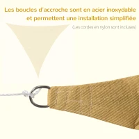Outsunny Voile d'ombrage Triangulaire Grande Taille 5 x 5 x 5 m polyéthylène Haute densité résistant aux UV Coloris sable(m-7)