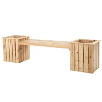 Outsunny 2 Seater Wooden Garden Planter & Bench Combination, Planter Box with Garden Bench for Patio, Park and Deck, 192 x 43 x 50 cm, Natural(m-11)