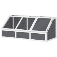 PawHut Căsuță pentru Țestoase fără Paviment cu Panel Detașabil și 2 Spații Separate, 120x55x50 cm, Gri(m-10)