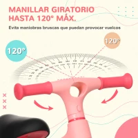 AIYAPLAY Bicicleta de Equilibrio para Niños de 18-36 Meses con Asiento Ajustable en Altura Carga 25 kg 67,5x32x44 cm Rosa(m-4)