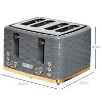 HOMCOM Four-Slice Rippled Toaster - Grey(m-3)