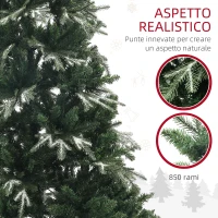 HOMCOM Albero di Natale Innevato con 850 Rami e Design a Sezioni, in Plastica e Acciaio, Ø110x180 cm, Verde(m-5)